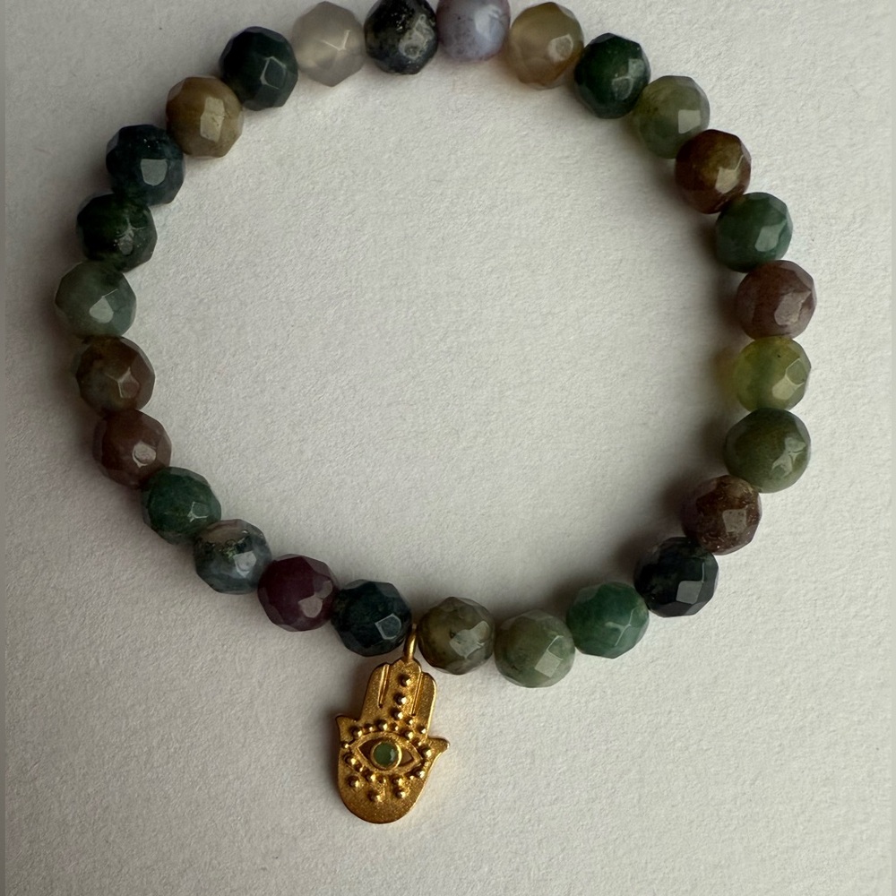 Satya Jewelry Fancy Jasper Hamsa Gemstone Bracelet 🧿 🪬 - Picture 2 of 4